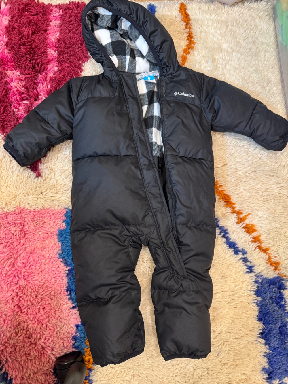 Columbia Infant snow suit - Black & White Buffalo Check Lining